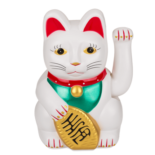 Classic White Lucky Cat - Maneki Neko - main view - Out-of-the-blue