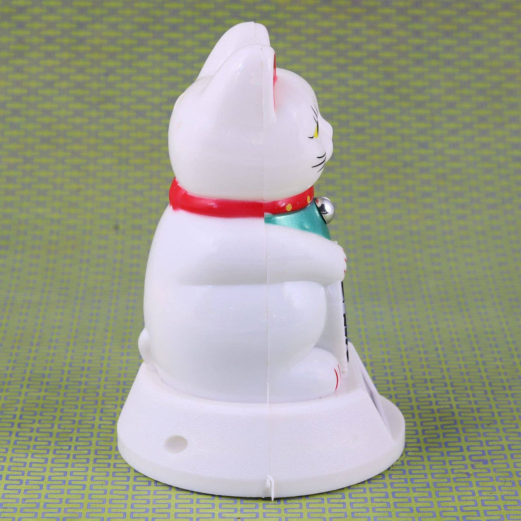 Chat chanceux solaire blanc 12cm