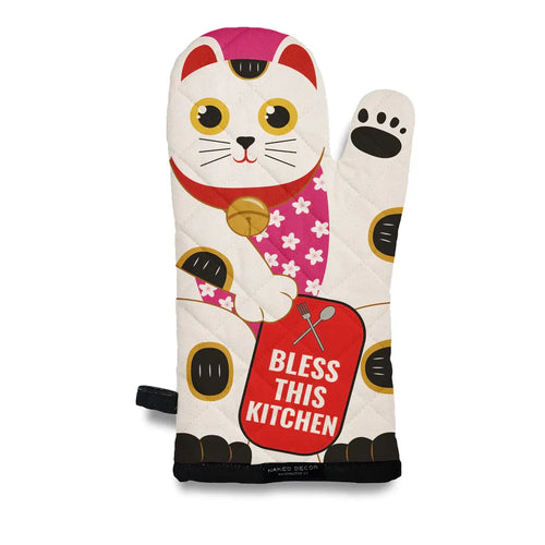Ovenhandschoen met gelukskatmotief - Maneki Neko - Hoofdweergave - Naked-decor