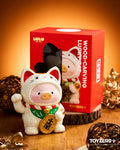 LuLu le Cochonnet - Maneki Lu (chat calico) — sculpture en bois 18cm