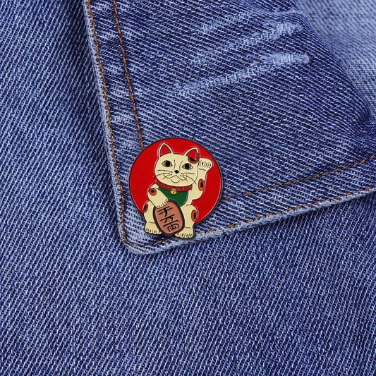 Lucky Cat Rising Sun Pin