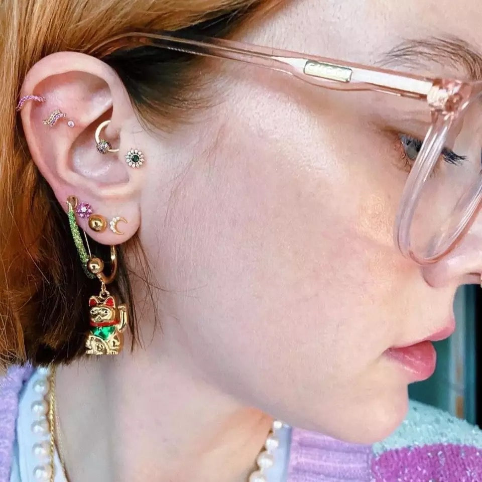 Lucky Cat Earrings Gold