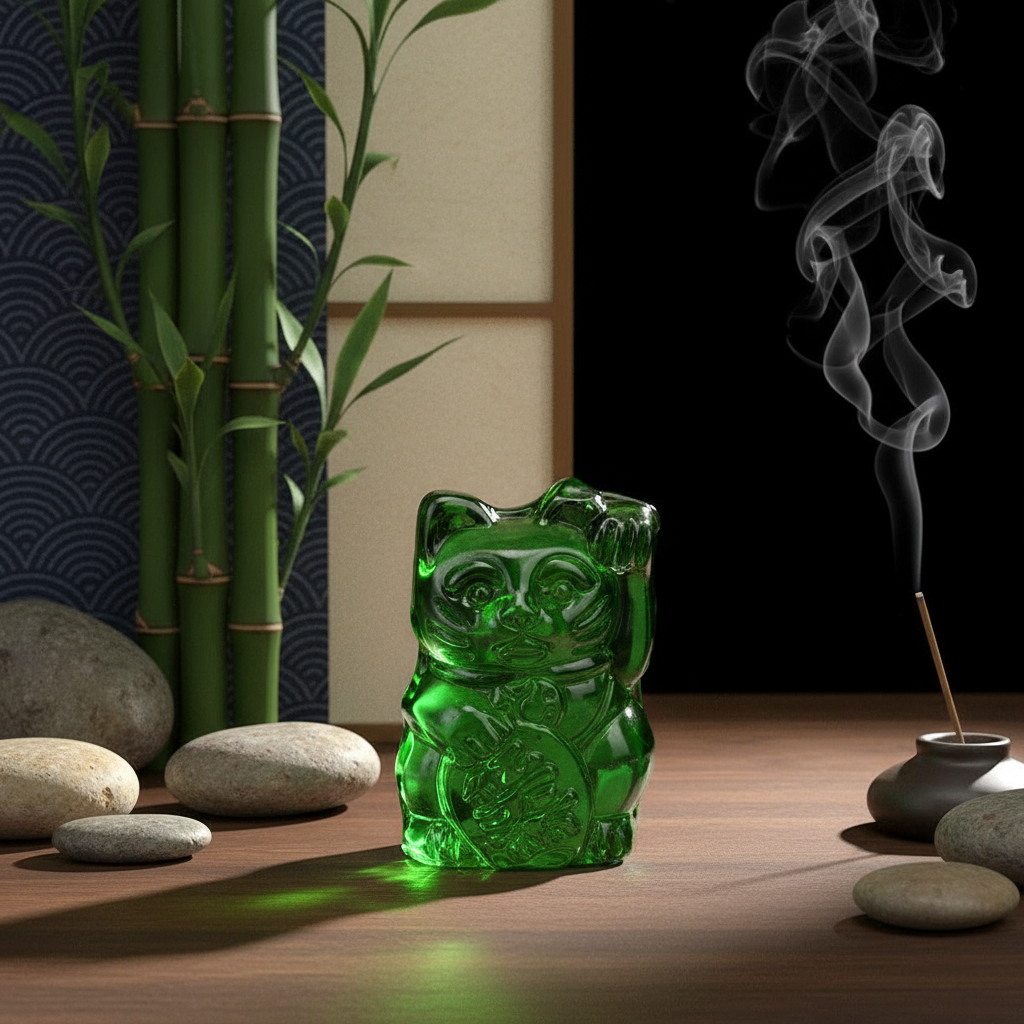 Groen Gelukskat Beeldje