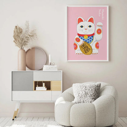 Artprint Chat Chanceux Blanc - le Chat Chanceux