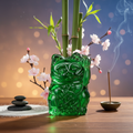 Grüne Glückskatzenstatuette