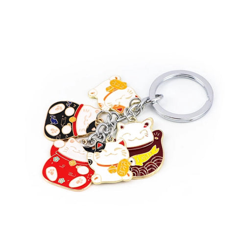 Lucky Cat Keychain - Maneki Neko, keychain - side view - The-lucky-cat