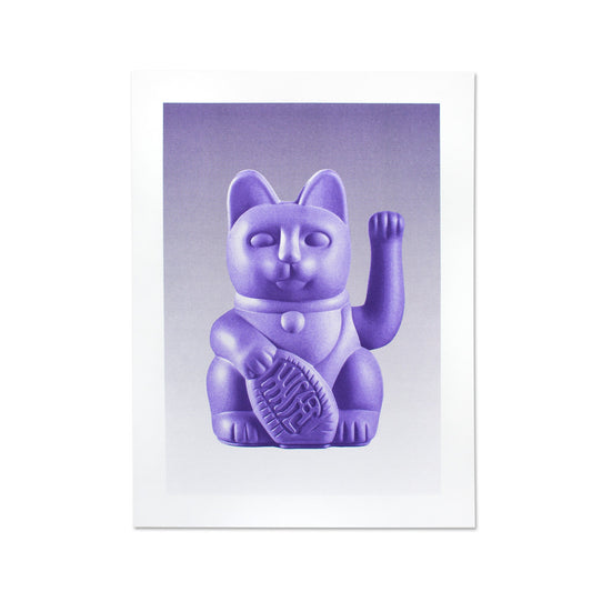 Konsttryck Lucky Cat Lilac