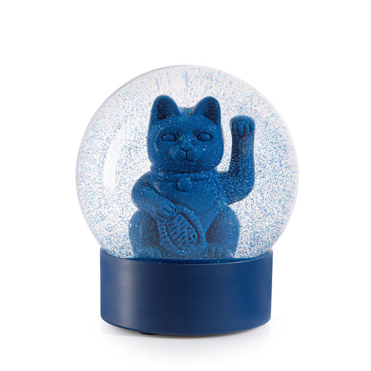 Boulle à Neige Chat Chanceux Bleu Donkey | Maneki Neko Lucky Cat boutique