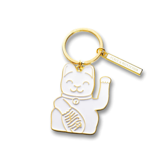 Porte-clés Chat Chanceux Blanc Donkey | Maneki Neko Lucky Cat boutique