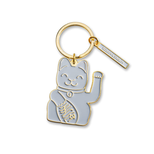 Porte-clés Chat Chanceux Gris Donkey | Maneki Neko Lucky Cat boutique