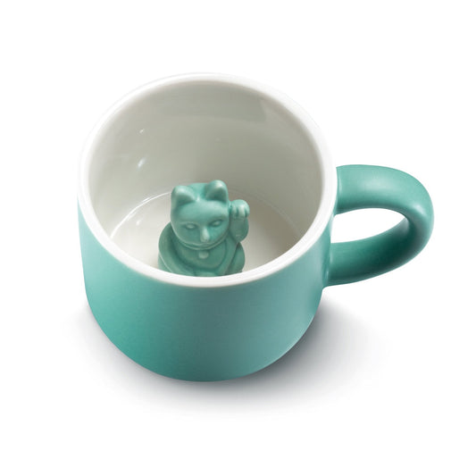Mug Chat Chanceux Turquoise Donkey | Maneki Neko Lucky Cat boutique