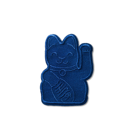 Patch Chat Chanceux Bleu Foncé Donkey | Maneki Neko Lucky Cat boutique