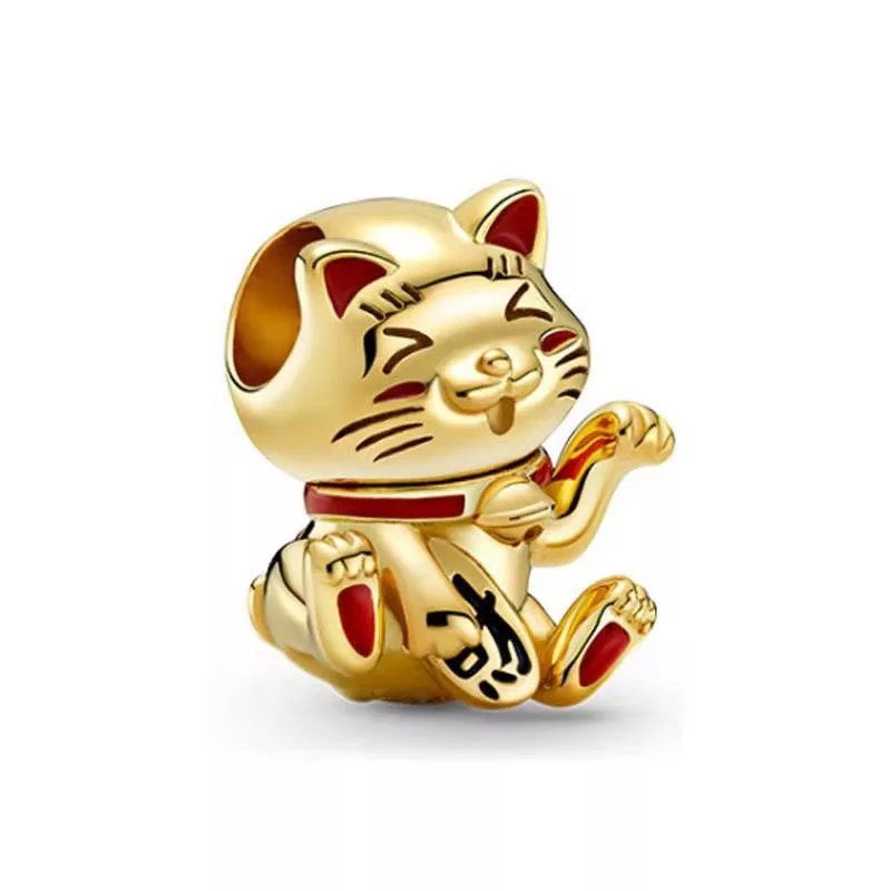 Charm Chat Chanceux Doré - Maneki Neko - vue principale - Le Chat Chanceux