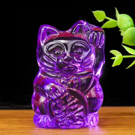 Purple Lucky Cat Statuette